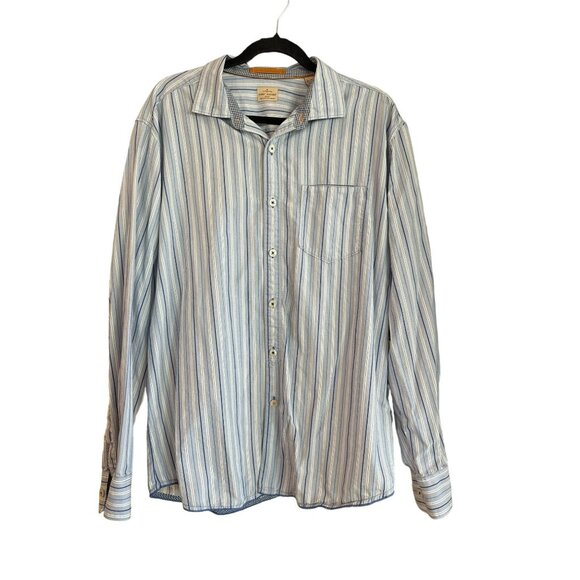 Tommy Bahama Striped Button Down Shirt Size XL Blue White Casual Mens - Picture 1 of 3